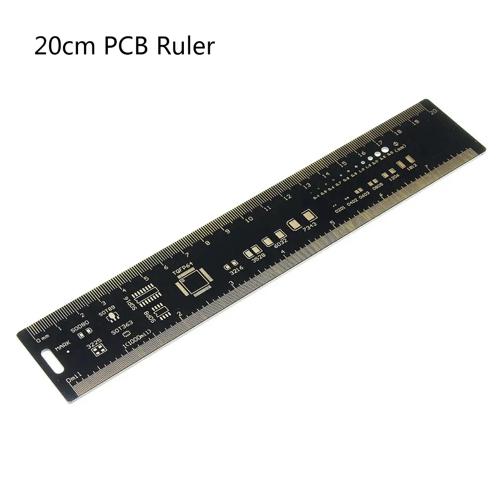 

20cm Multifunctional PCB Ruler Measuring Tool Resistor Capacitor Chip IC SMD Diode Transistor Package 180 Degrees