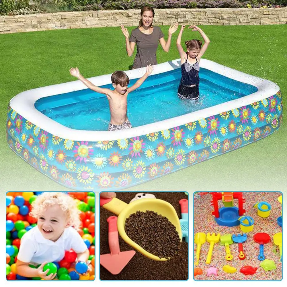 

Large Children Inflatable Swimming Pool Heightened Thickened Baby Paddling Pool Family Bath Pool Print Summer Removable Pool