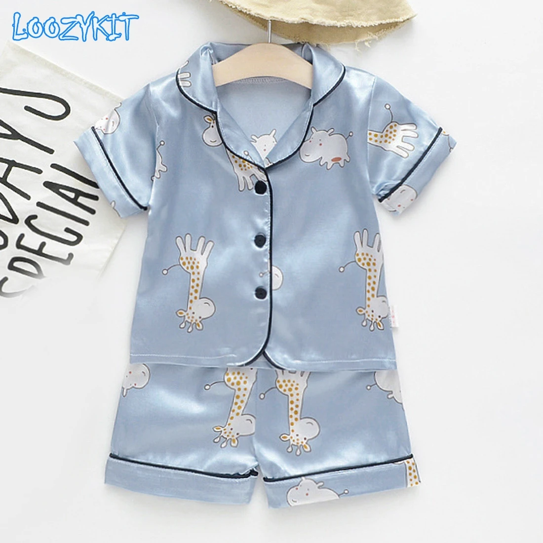 Пижамный комплект детский Шелковый рубашка с коротким рукавом и шорты нижнее