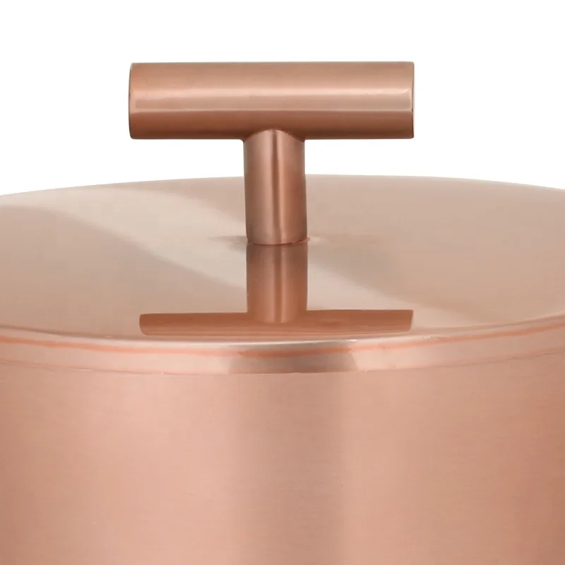 Large capacity 3L copper vintage hammered beer cool ice bucket with lid |