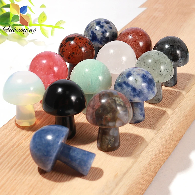 

Mini Mushroom Figurine 12pcs 22mm Crystal Natural Stone Home Decor Quzrtz Healing WomenGift For Decoration