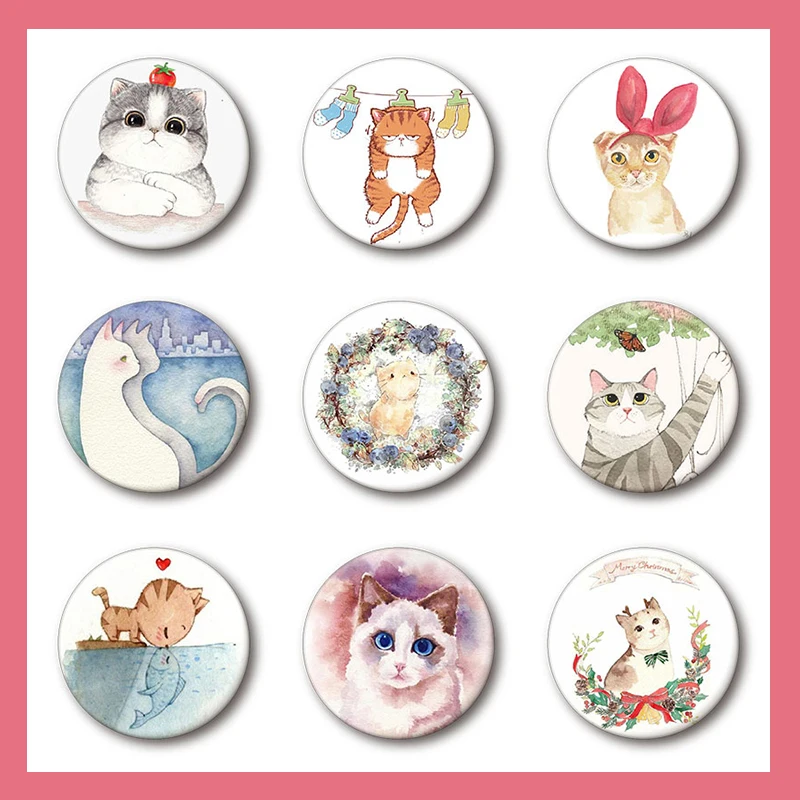 Брошь в виде кошки Nengdou T34 Милая брошь стиле Харадзюку металлическая на рюкзак