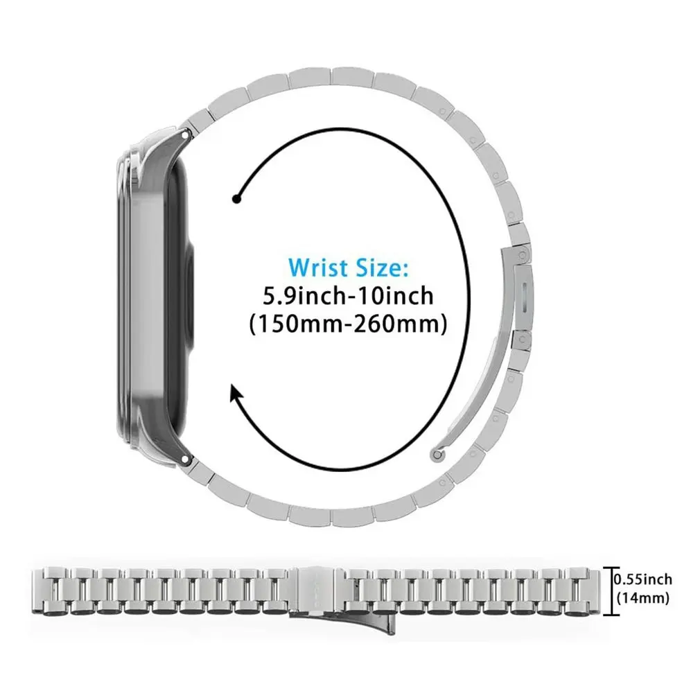 

for Xiaomi Mi Band 5 Strap Compatible MiBand 6 4 3 Strap NFC Bracelet Metal Stainless Steel Global Version Wristbands Correa