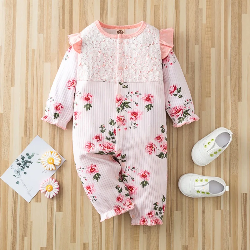 

Spring Autumn Baby Boy Clothes Long Sleeve Baby Tie Dye Ruffles Romper Newborn Cotton Baby Girls Knitted Jumpsuit Infant Clothes
