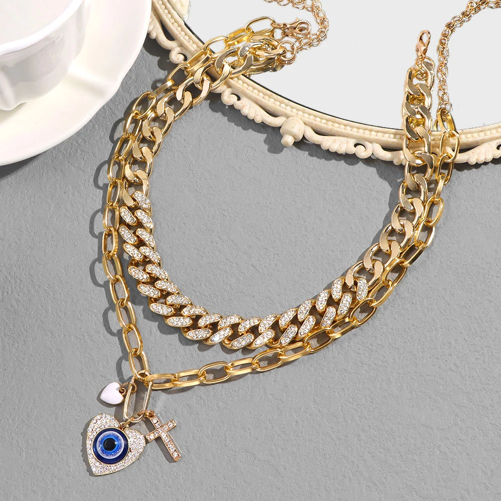 Женское Ожерелье с кулоном в форме сердца кубинская цепочка золотого цвета