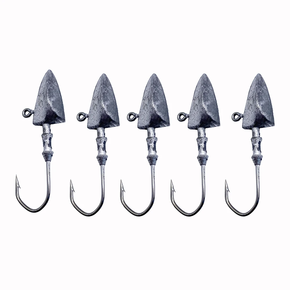 

High Carbon Steel Head Hook Fishing Hook Lead Head Jig Lure Hard Bait Soft Worm Jig Hook For Fishing 5pcs/lot 10g