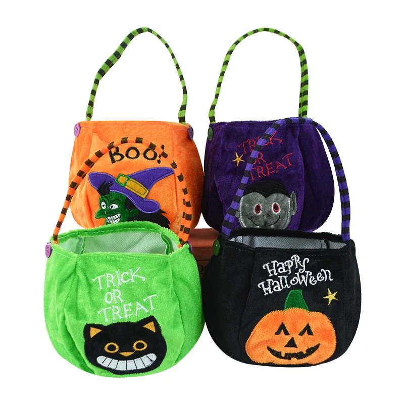 

Halloween Party Candy Tote Bags Pumpkin Storage Bucket Portable Cloth Gift Basket Kids Trick Or Treat Tote Bags Party Decoration