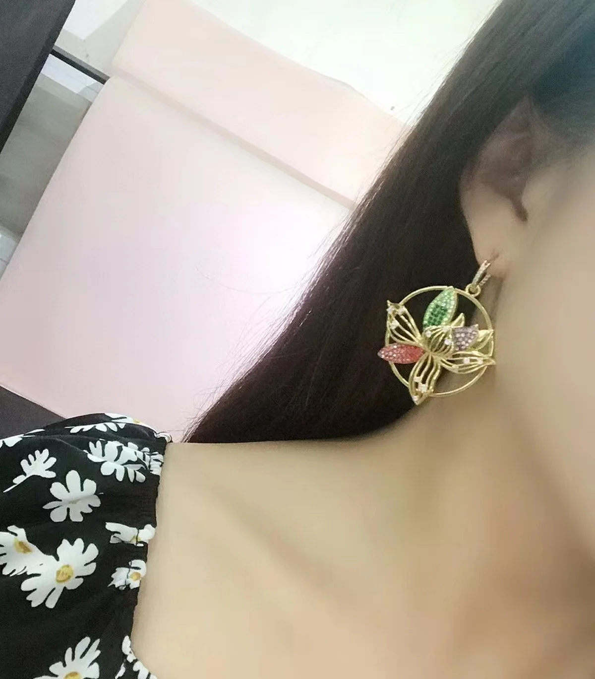 

SWA High Quality Orchid Lock Love Female Clavicle Chain Flower Pendant Necklace Charming Fashion Jewelry