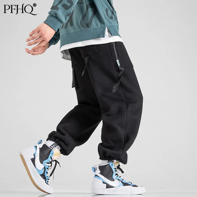 

Новинка 20221, Модные свободные мужские брюки PFHQ в японском стиле, Повседневные вязаные шаровары, укороченные брюки на осень и зиму 21D1881