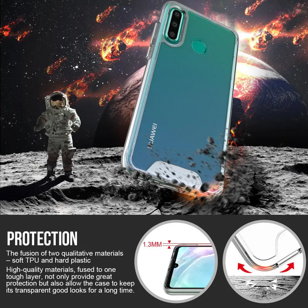 Прозрачный чехол Hanven для телефона Huawei P30 Lite TPU + PC | Мобильные телефоны и аксессуары