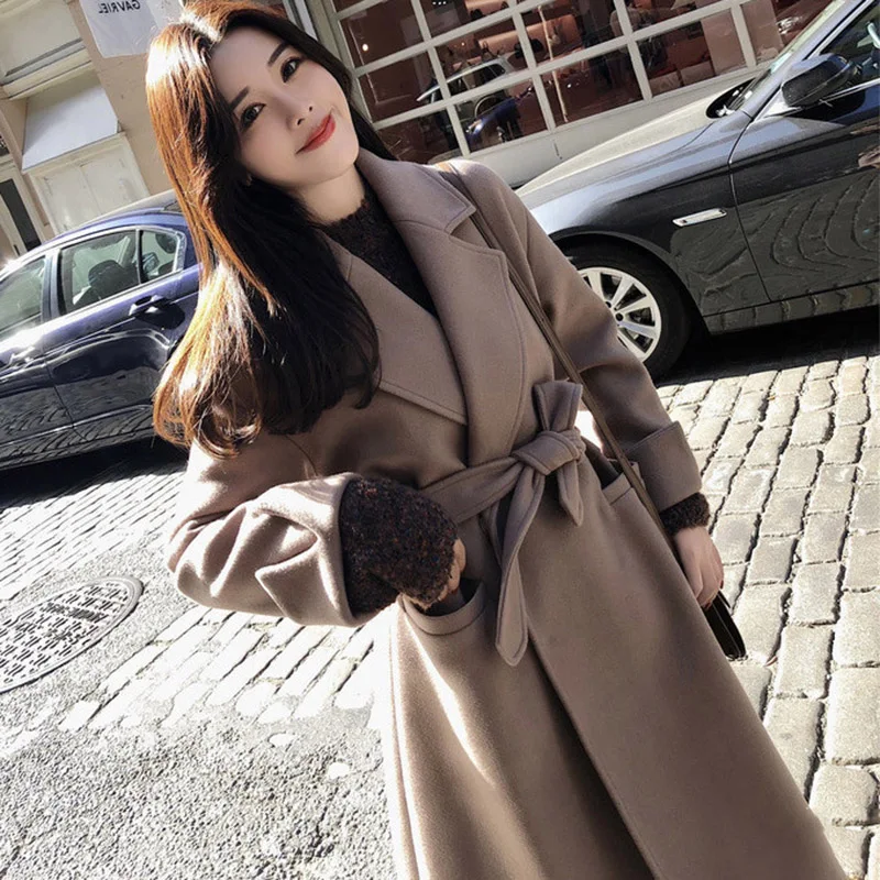 Hot Sale 2019 Fashion Women Artificial Woolen Coat Female Autumn Winter Slim Fit Wool Coats Warm Elegant Windproof IE998 | Женская