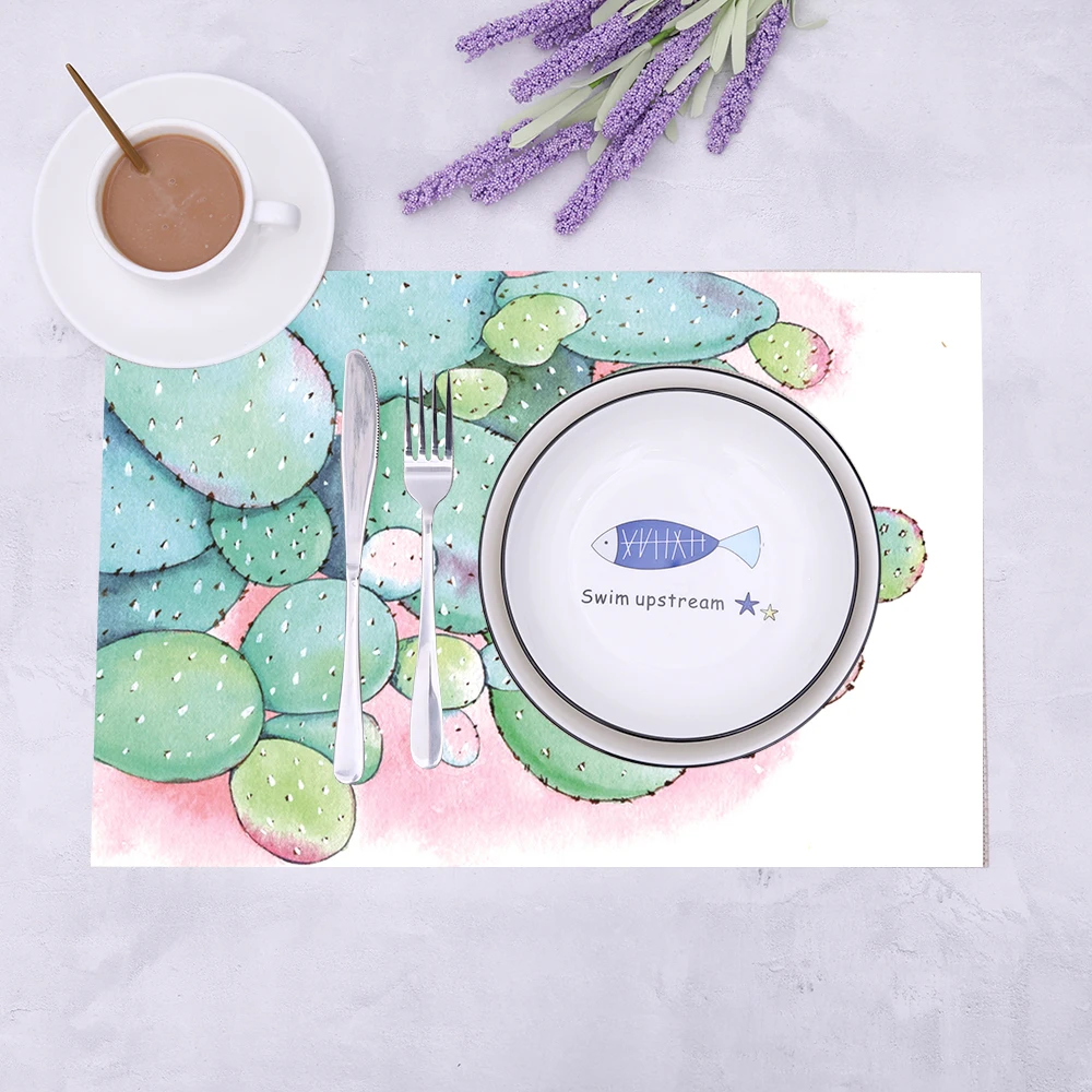 

Painting Heat-Resistant Placemats Stain Resistant Anti-Skid Washable PVC/Polyeste Table Mats Woven Vinyl Placemats, Set of 4 PCS