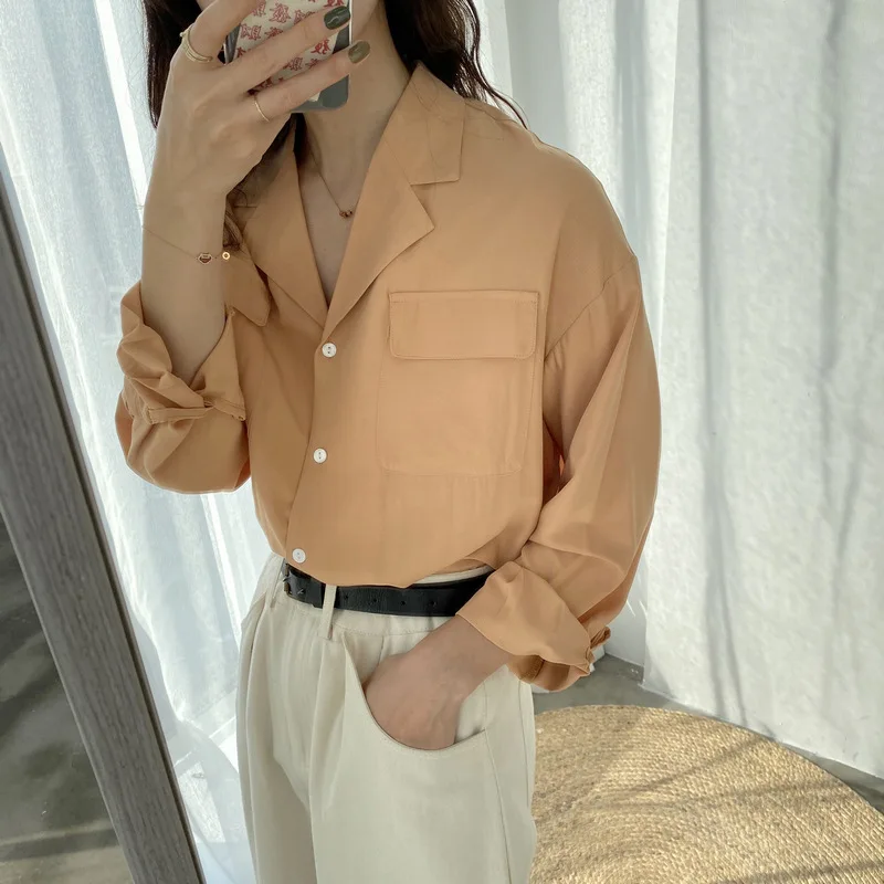 Женская блузка весна 2020 атласная рубашка женская длинный рукав Корейская