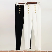 spring autumn chic womens double breasted stretch pencil pants c398