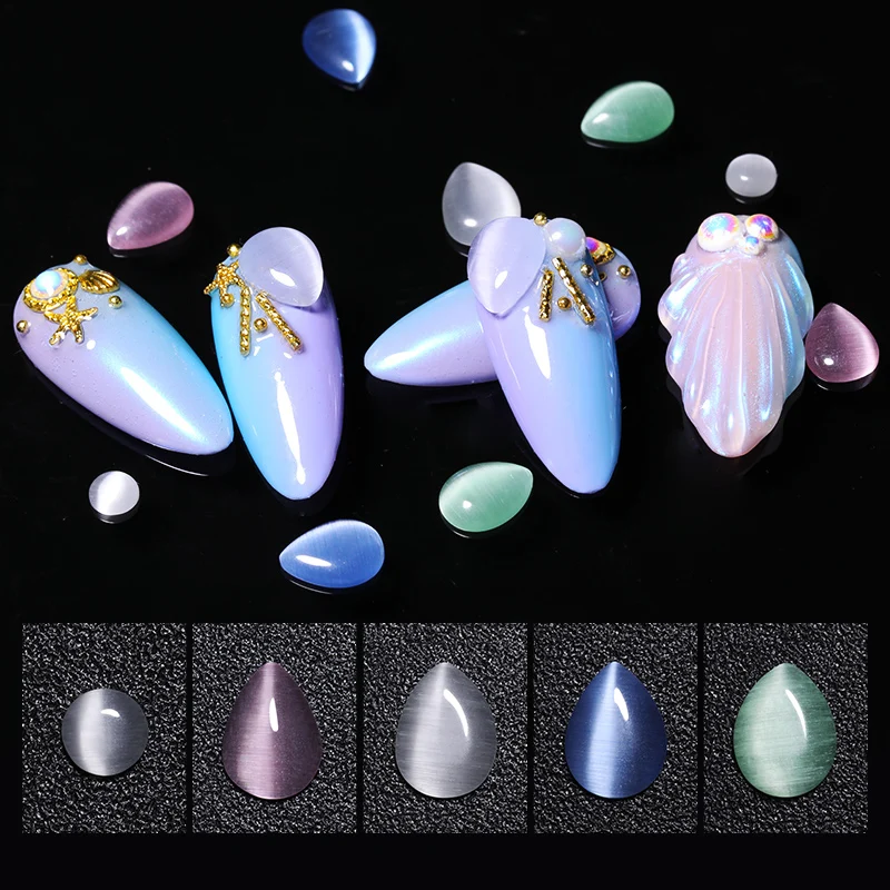 10 шт./пакет 3D камни кошачий глаз смешанные размеры капельки воды дизайн ногтей