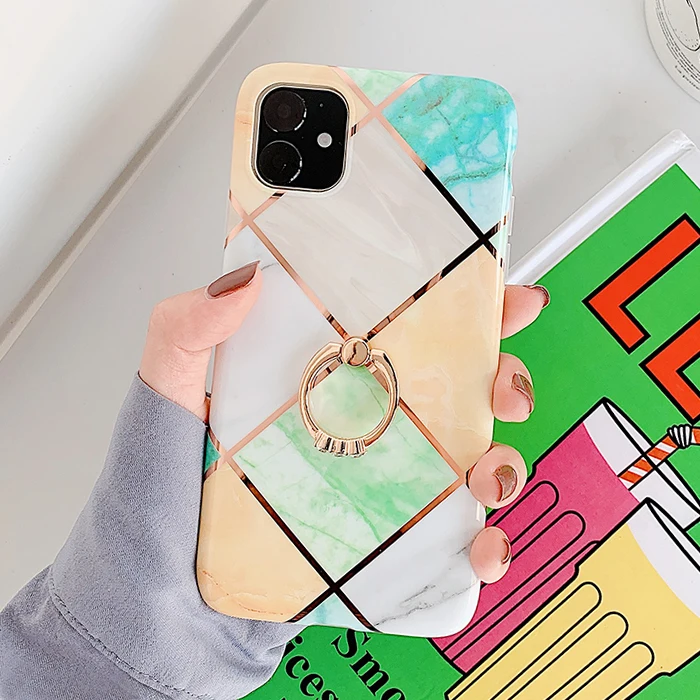 Чехол для телефона LACK для iPhone 11 11Pro Max XR X XS Max 6 6S 7 8Plus Роскошный Мраморный чехол с кольцом-подставкой - Color: Style 13