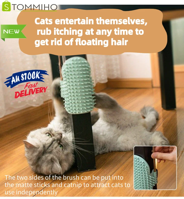 

Массажная щетка для домашних животных STOMMIHO, расческа для кошек и собак, щетка для чистки, угловая щетка для протирания, аксессуары для домаш...
