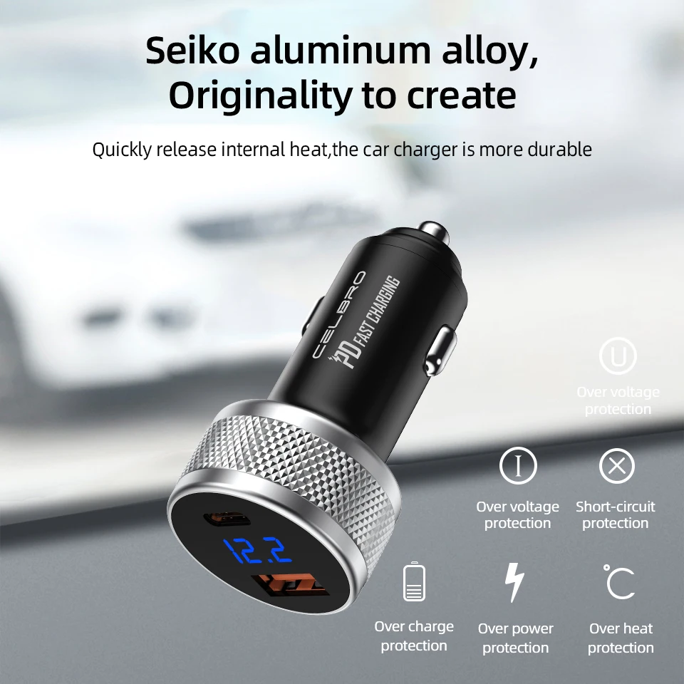 Обновленное автомобильное зарядное устройство USB с двумя Usb портами 30 Вт QC 3 0