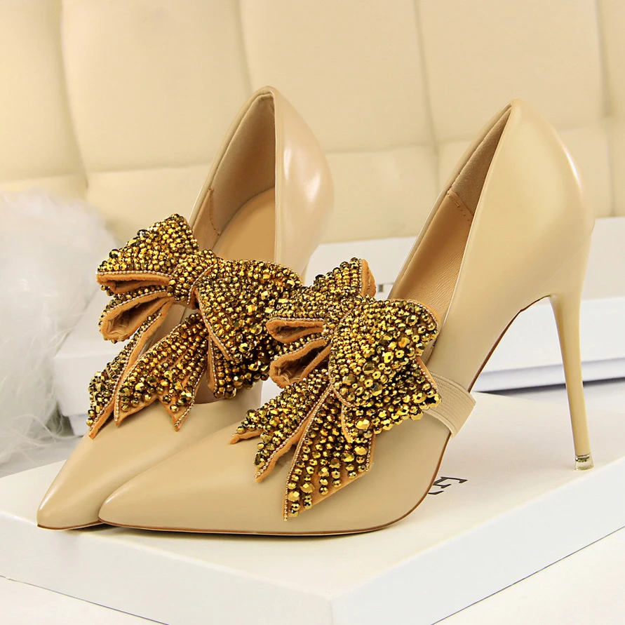 BIGTREE/Женская обувь на высоком каблуке Пикантные женские свадебные туфли-лодочки