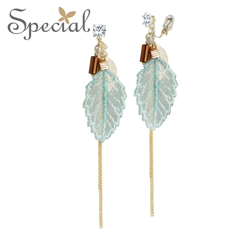 

Special European and American handmade thin skin lining S925 silver needle earrings earrings earrings women's soft leaves