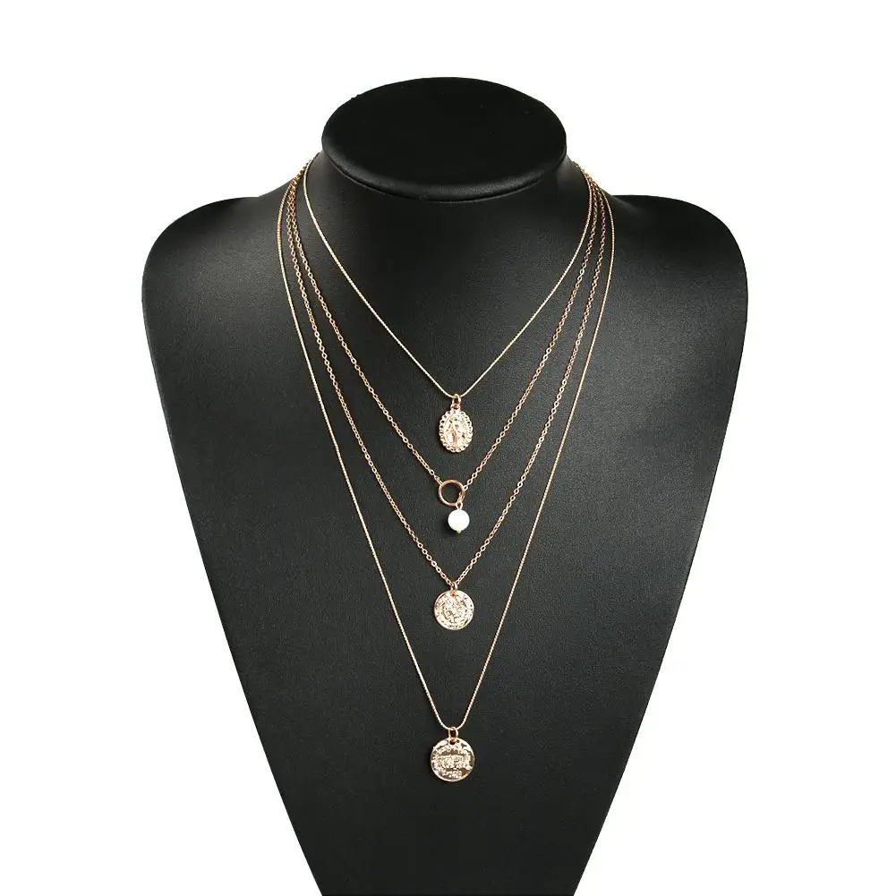 Женское нежное модное крутое геометрическое металлическое многослойное