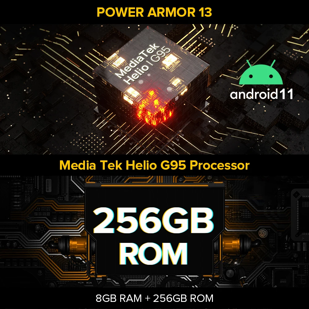 Смартфон Ulefone Power Armor 13 защищенный 8 ядер + 256 ГБ 48 МП Android 11 13200 мАч | Мобильные