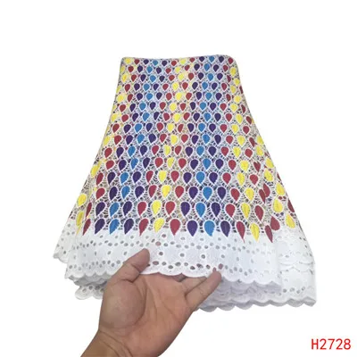 YF HZGJMAY африканская кружевная ткань желтый и красный и синий нигерийские хлопчатобумажные шнурки для невесты высокое качество Французский гипюр шнур кружевная ткань A2728 - Цвет: As picture