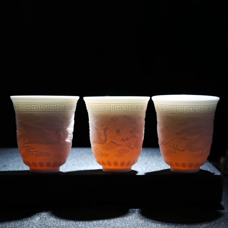 Китайские большие белые фарфоровые чайные чашки с нефритом Керамические