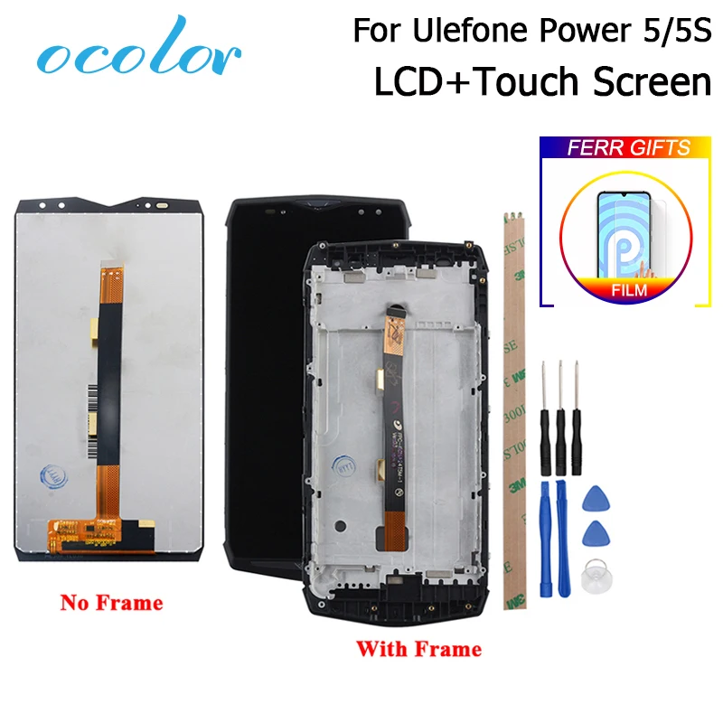 Цветной для Ulefone Power 5 ЖК дисплей и сенсорный экран с рамкой замены + инструмент 5S LCD