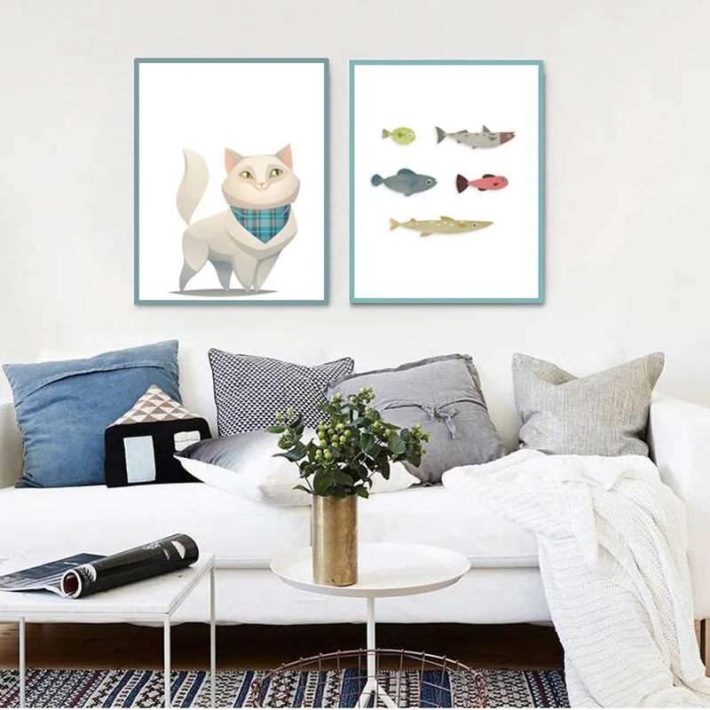 Европейское мультяшное украшение декоративная картина с мультяшным котом