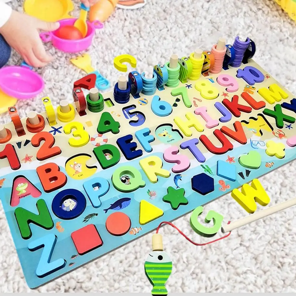 

Montessori Wooden Number Shaped Educational Building Blocks Toy Digital Shape Matching Toys Gifts For Children