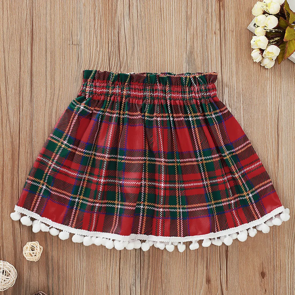 Детский Рождественский кружевной комплект из юбки с бахромой и длинными