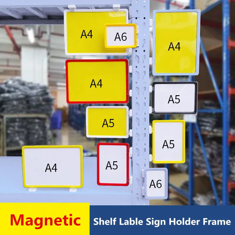 A4 Magnetic Plastic Shelf Classification Card Label Paper Holder Frame Supermarket Poster Price PVC Sign |