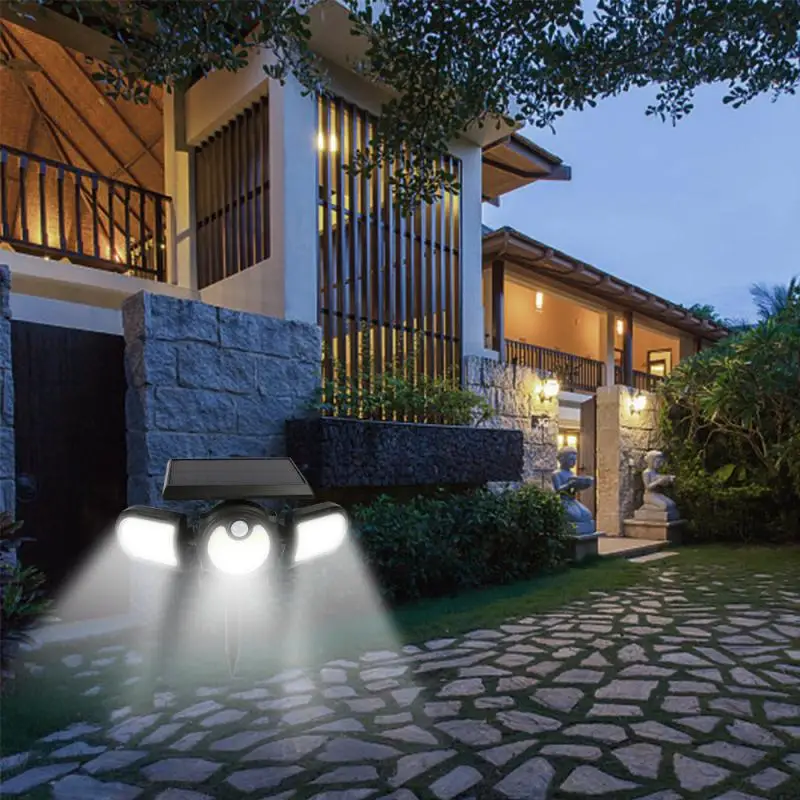 

Solar Light Outdoor Three-head Human Sensor Wall Street Lamp Garden Lawn Waterproof Light Wall-mounted/Ground Mode Outdoor Lamp