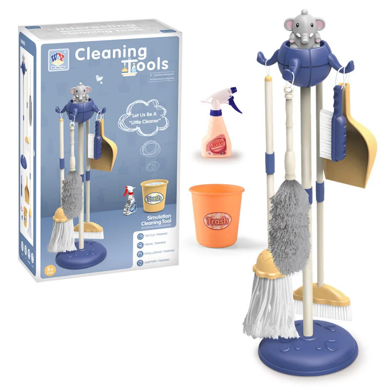 

8pcs/set Kids Housework Cleaning Tool Toys Plastic Cartoon Pretend Play Broom Mop Brush Set Educational Toys For Children Gift