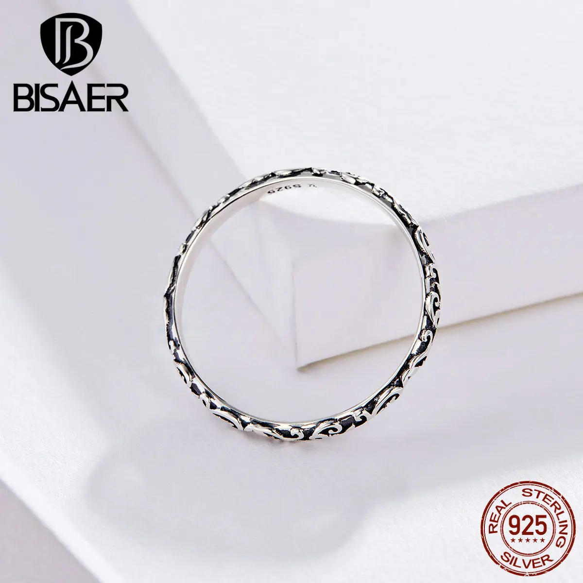 BISAER, 925 пробы, серебряные, винтажные кольца для женщин, Ретро стиль, цветок, кольцо на палец, роскошная Европейская Женская мода, ювелирное изделие, GXR513