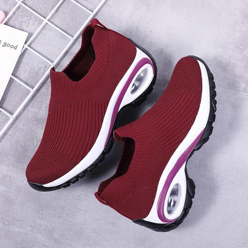 Women Tennis Shoes Air Cushion Sock Shoes for Women Sport Shoes Outdoor Shoes Gym Rocking Shoes Slip-on Female Sneakers