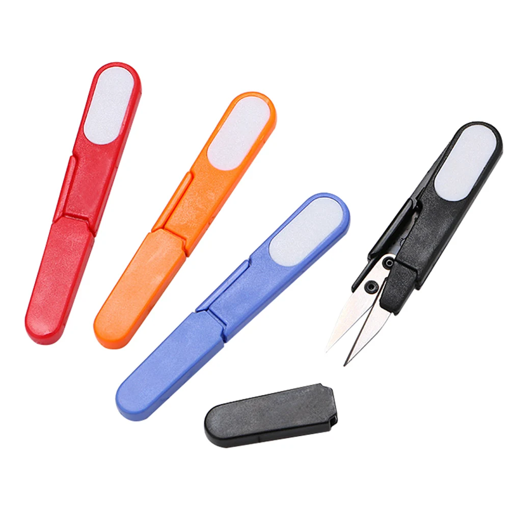 

'The Best' 4pcs Sewing Scissors U-Type Thread Cutter Scissors with Protective Cover for Cross Stitch DIY Projects 889