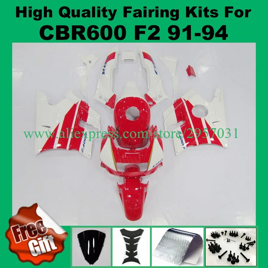 

Free screws+gifts for HONDA CBR600F2 91 92 93 94 CBR600 F2 1991 1992 1993 1994 ABS White Red D32532 Fairings set