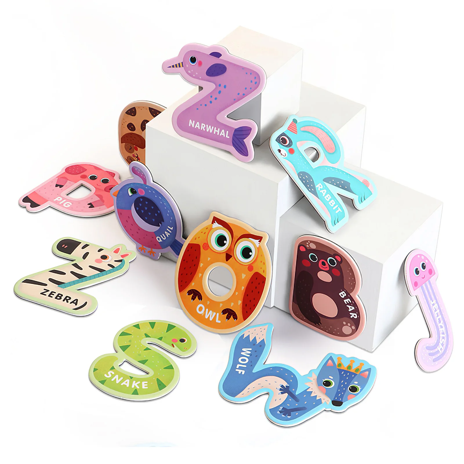 

Fridge Magnet Early Childhood Cognitive Toy Colorful Cartoon Animal Shape Alphanumeric Magnetic Refrigerator Paste For Children