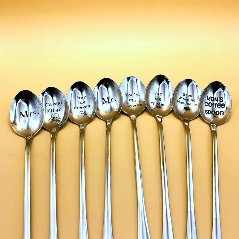 4 Ян хорошее утро красивая/красивая парная ложка длинная ручка посуда для кофе