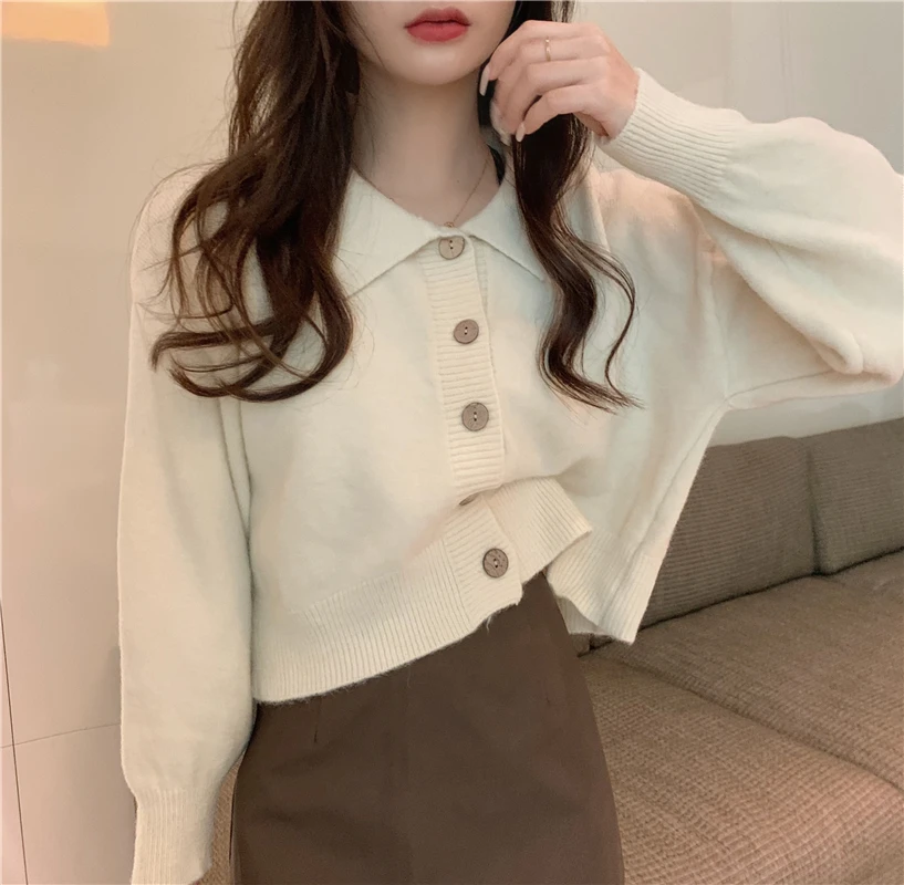

Spring/Autumn Women's Sweater New Fashion Casual Slim Stretch Cotton Long Sleeve V-neck Solid Color Cardigan Top Houthion