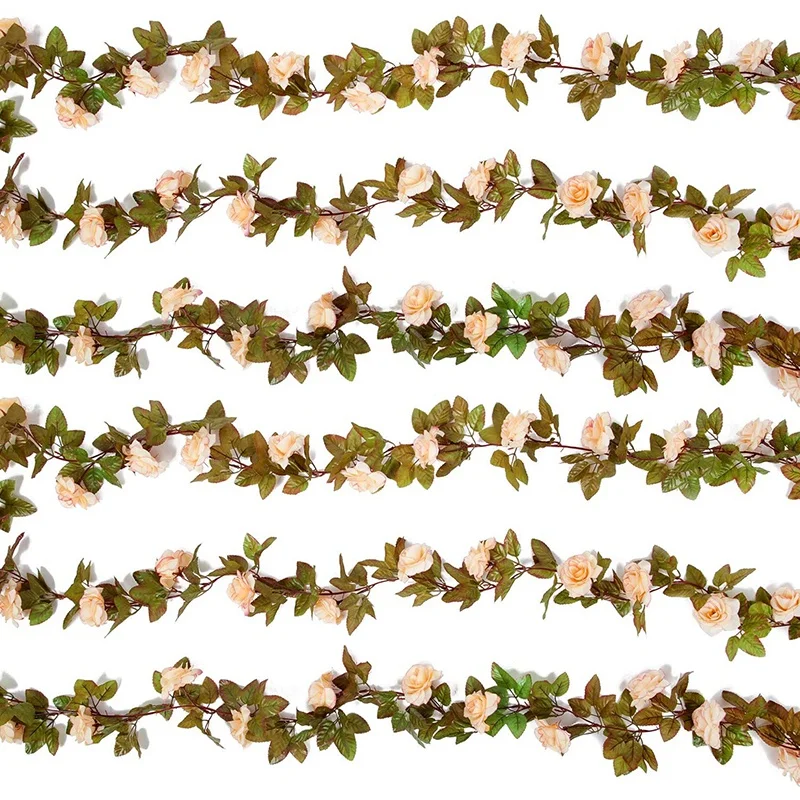 6 шт. искусственные розы венок из виноградных листьев Висячие поддельные