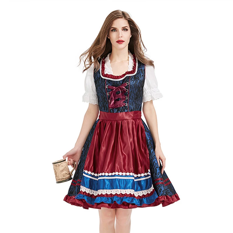 

Fashion Carnival Dirndl Oktoberfest Costume Wench Alpen Girl Top Dress Outfit Cosplay Halloween Fancy Party Dress