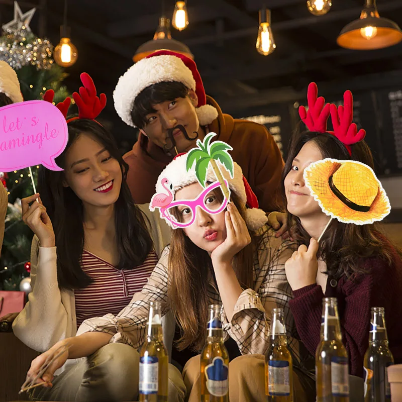 Реквизит для фотобудки с изображением фламинго гавайская вечеривечерние