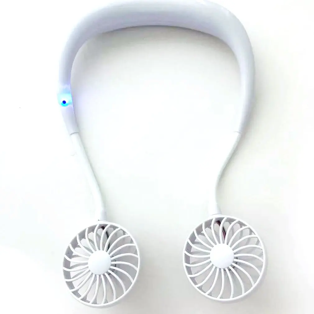 USB двойной головкой подвесной шейный маленький размер ручной Электрический вентилятор кондиционер-охладитель охлаждающий вентилятор летний настольный стол Прямая поставка