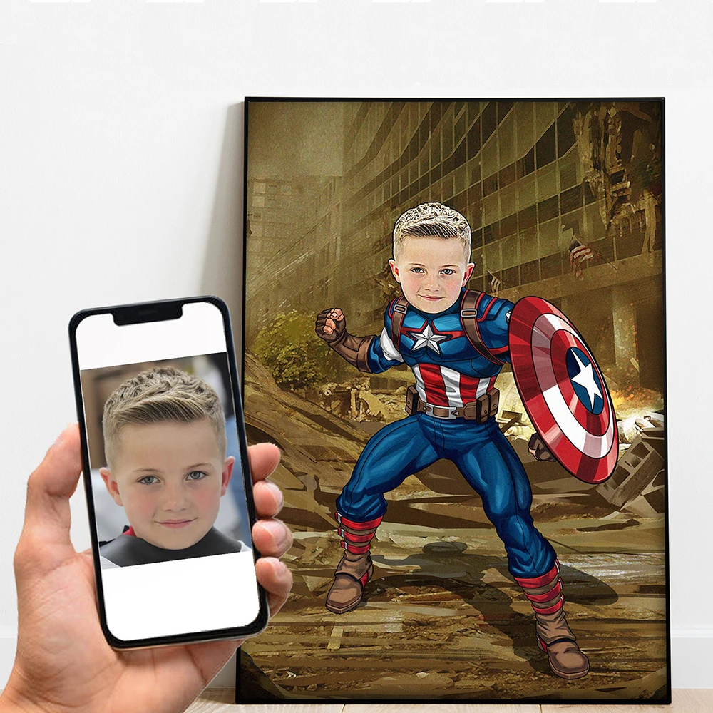 

Marvel Captain America Custom Canvas Poster Kids Room Decor Custom Personalized Prints Picture Wall Art Children's Birthday Gift