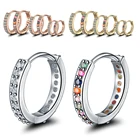 Серьга Женская хрящевая из меди и циркона, кольцо-обруч для носа круглой формы серебристого цвета с прозрачным цирконием, бижутерия для тела, 1 шт.