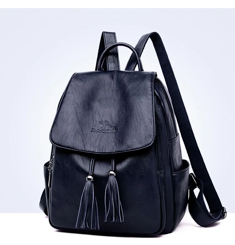 Модный женский рюкзак Mochilas из овечьей кожи с кисточками, Женская дорожная сумка, рюкзаки, школьные рюкзаки для девочек-подростков