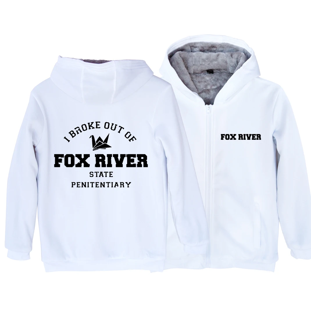 Man Boy Parkas Full Zip Coat Plus Velvet Autumn Winter Prison Break Paper Crane I Broke Out Of Fox River State Penitentiary